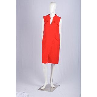 Oscar De La Renta Sleeveless Red Wool Dress