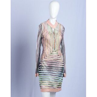 M Missoni, Metallic Striped Long Sleeve Dress