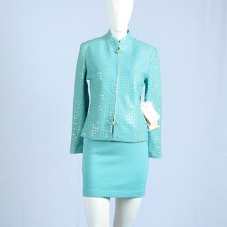 St. John Mint Green Jacket and Skirt Set Size 2