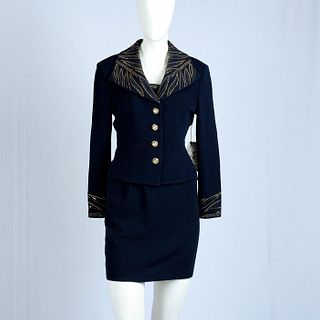 St. John Navy and Gold, Jacket and Skirt Size 2