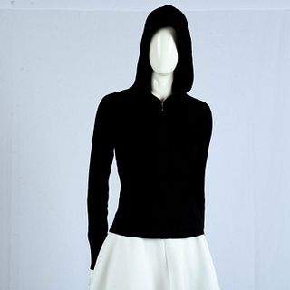 Vintage Aqua Black Cashmere Sweater Hoodie Size 8