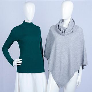 2pc St. John and Eileen Fisher Sweater and Poncho Set