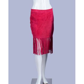 Neiman Marcus CUSP, Fuchsia Pink Suede Skirt Size M