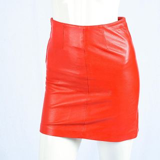 Red Bernini Leather Skirt