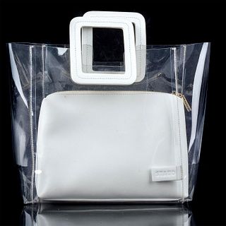 Staud Clear Shirley Bag With Leather Pouch