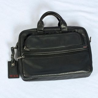 TUMI Black Leather Slim Brief Bag