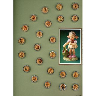 A FULL CARD OF ASSORTED LITHO HUMMEL BUTTONS