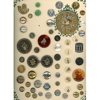A FULL CARD OF ASSORTED MUSICAL INSTRUMENT BUTTONS