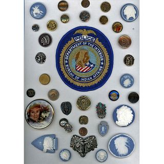 A CARD OF ASSORTED MATERIAL AMERICAN INDIAN BUTTONS