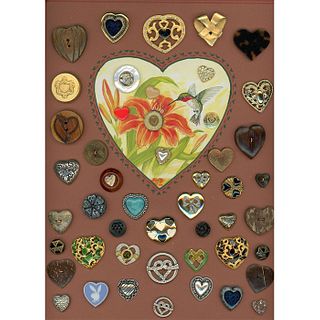3 CARDS OF ASSORTED HEART SHAPED BUTTONS
