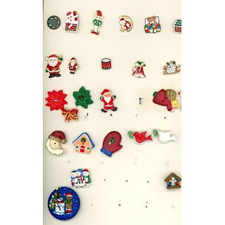 2 Partial Cards of Assorted Christmas Design Buttons