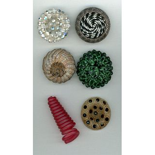 A Small Card of Assorted Early Couture Plastic Buttons
