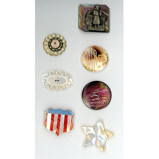 A Small Card of Assorted Div 1 & 3 Shell Buttons