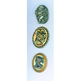 A Small Card of Detailed Division One Brass Pictures Buttons