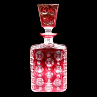 Vintage Glass Decanter, Ruby Red
