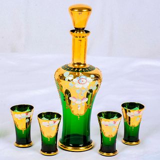 5pc Murano Glass Decanter and Glasses Set