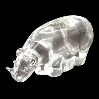 Reijmyre Glassworks Style Figural Paperweight, Rhinoceros