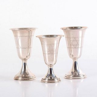Set of 3 Sterling Silver Chalices