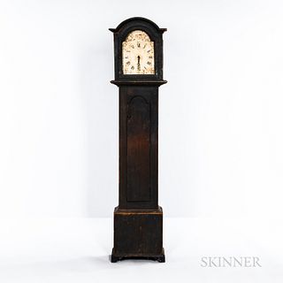 Blue Grey-Painted Pine Tall Case Clock