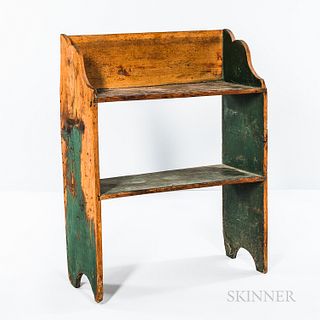 Green-Painted Pine Bucket Bench