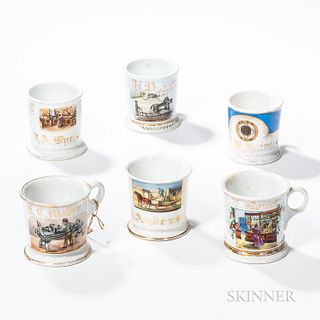 Six Porcelain Shaving Mugs