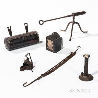 Group of Tin and Iron Early Lighting-related Objects