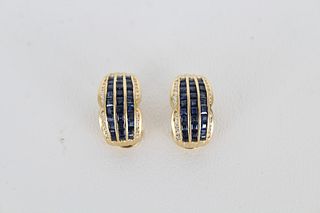 18K Gold Sapphire & Diamond Earrings