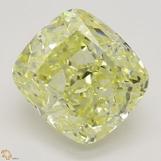 4.04 ct, Natural Fancy Yellow Even Color, VVS2, Cushion cut Diamond (GIA Graded), Appraised Value: $164,000 