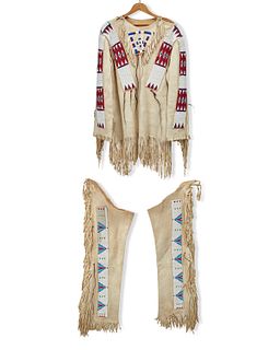 A Sioux deerskin shirt and leggings