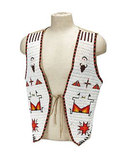 A Sioux beaded hide vest, by Archie Burnett