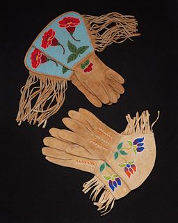 Two pairs of Plateau beaded gauntlet gloves