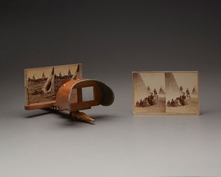 A Stereoscope with a group of Stereograph cards