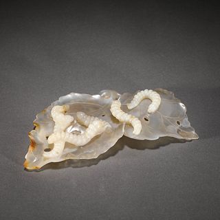 Carved Agate Bat-Form Paper Weight
