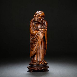Carved Boxwood Figure Of Standing Arhat