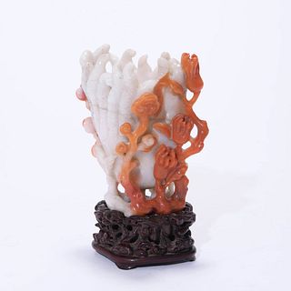 Carved South Red Agate Finger Citron Ornament