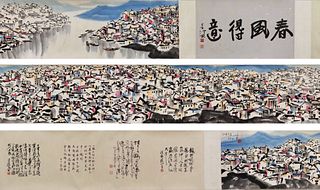 Wu Guanzhong, Chinese Landscape Painting Paper Scroll