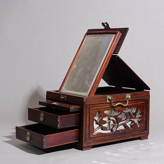 Mop-Inlaid Huali Wood Accessory Mirror And Box