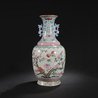Famille Rose Floral Kuilong Vase