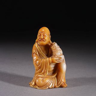 Carved Tianhuang Stone Arhat Statue