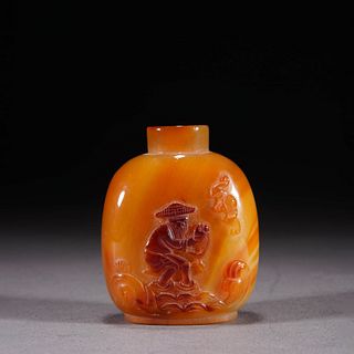 Carved Agate Figure Snuff Bottle