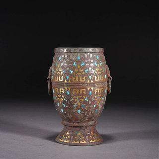 Silver And Gold Inlaying Bronze Vessel