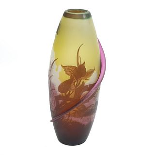 Gallé Cameo Glass Vase Snake Relief