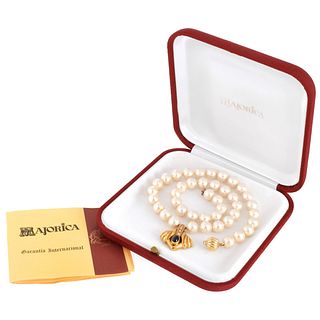 Majorica Pearl / Bereti Sapphire and 18K Necklace