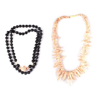 Onyx and Coral Necklaces