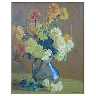 20C Oil on Canvas Still Life Flowers