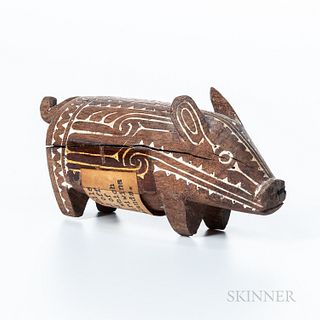 Small Massim Carved Wood Pig