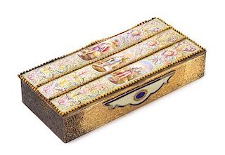 A Continental Enameled Table Casket Length 9 3/4 inches.