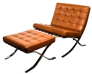 (Attributed to) Mies van der Rohe for Knoll Barcelona Chair and Ottoman
