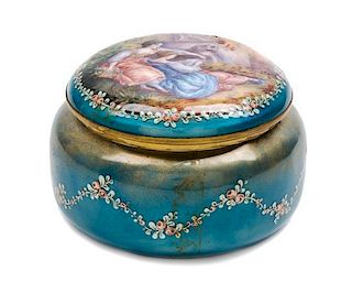 * A French Enameled Copper Box Diameter 4 3/4 inches.