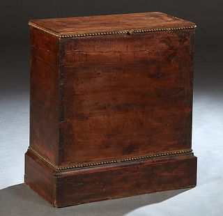 French Provincial Carved Beech Kindling Wood Box, 19th c., the rectangular top over open storage, on a plinth base with beaded edge molding, H.- 28 3/